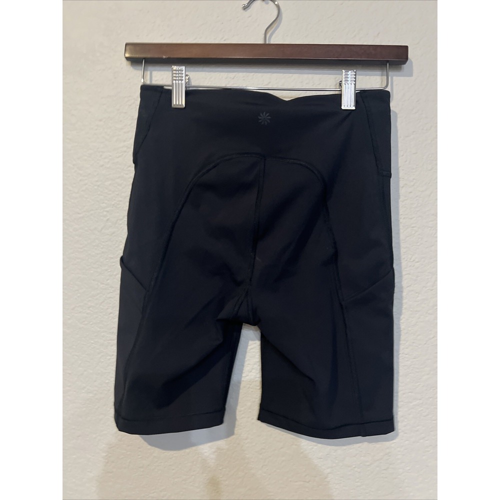 Athleta Biker Athletic Shorts Womens X-SMALL Black Compression Pocket Workout